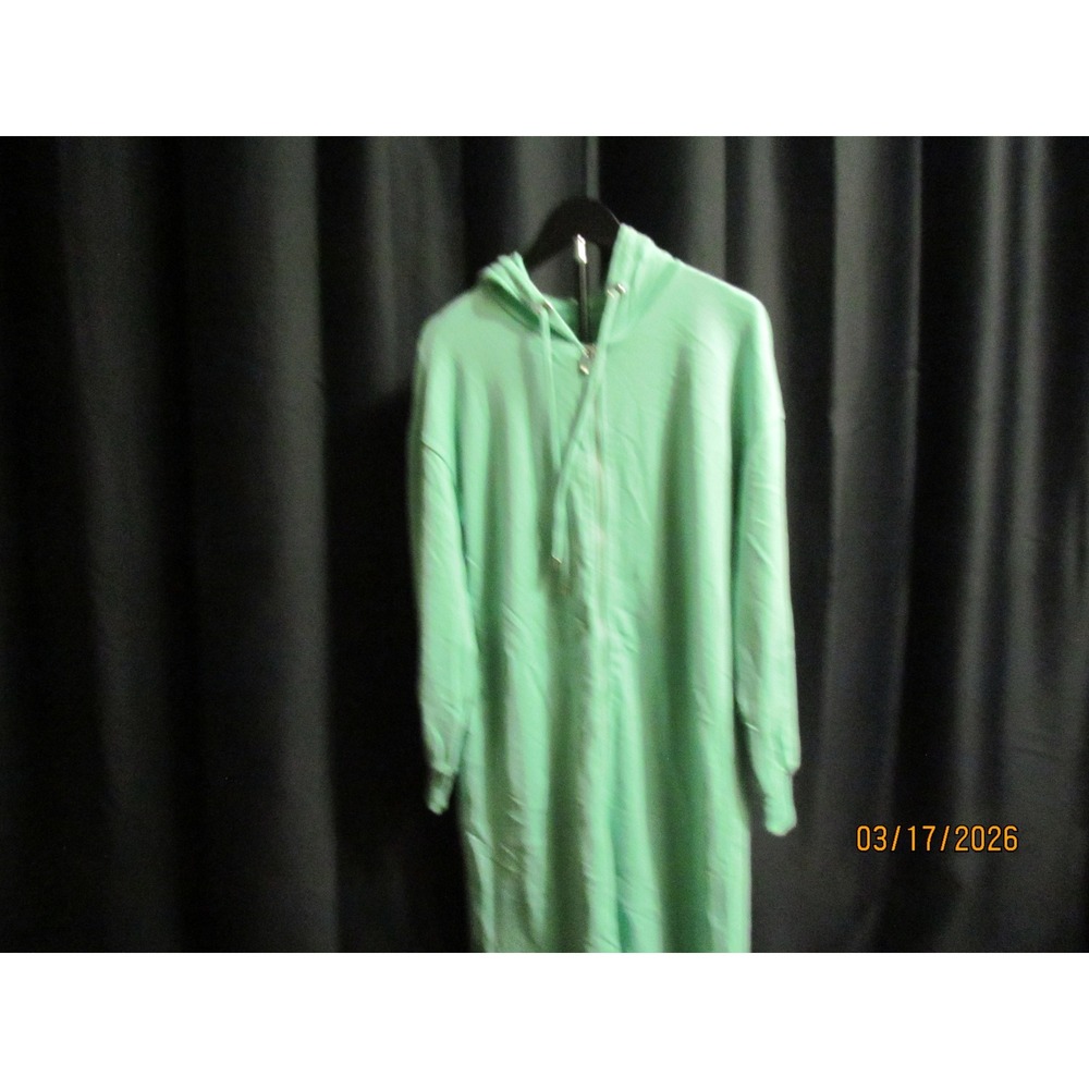 I.N.C Mint Green Full Zip Hooded Sweatshirt Dress Long Sleeve Midi Casual